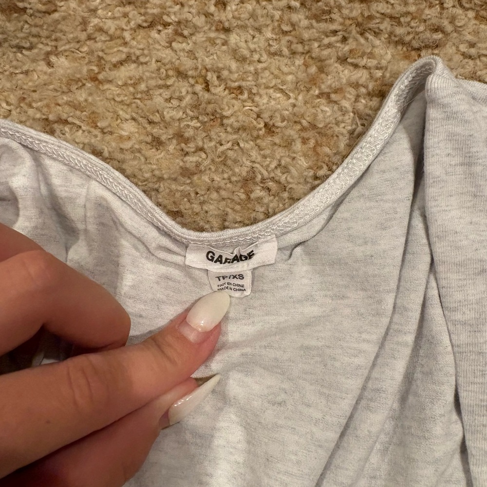 Garage Light Gray Square Neck Long Sleeve Top - Picture 2 of 2